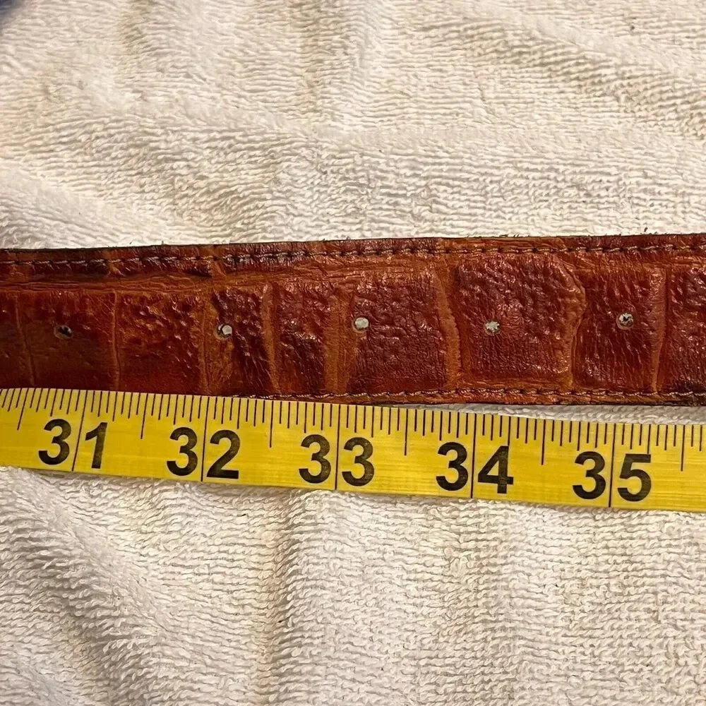 Michael Rose Women Brown Belt Textured Genuine Leather 31-35 Animal Print Buckle